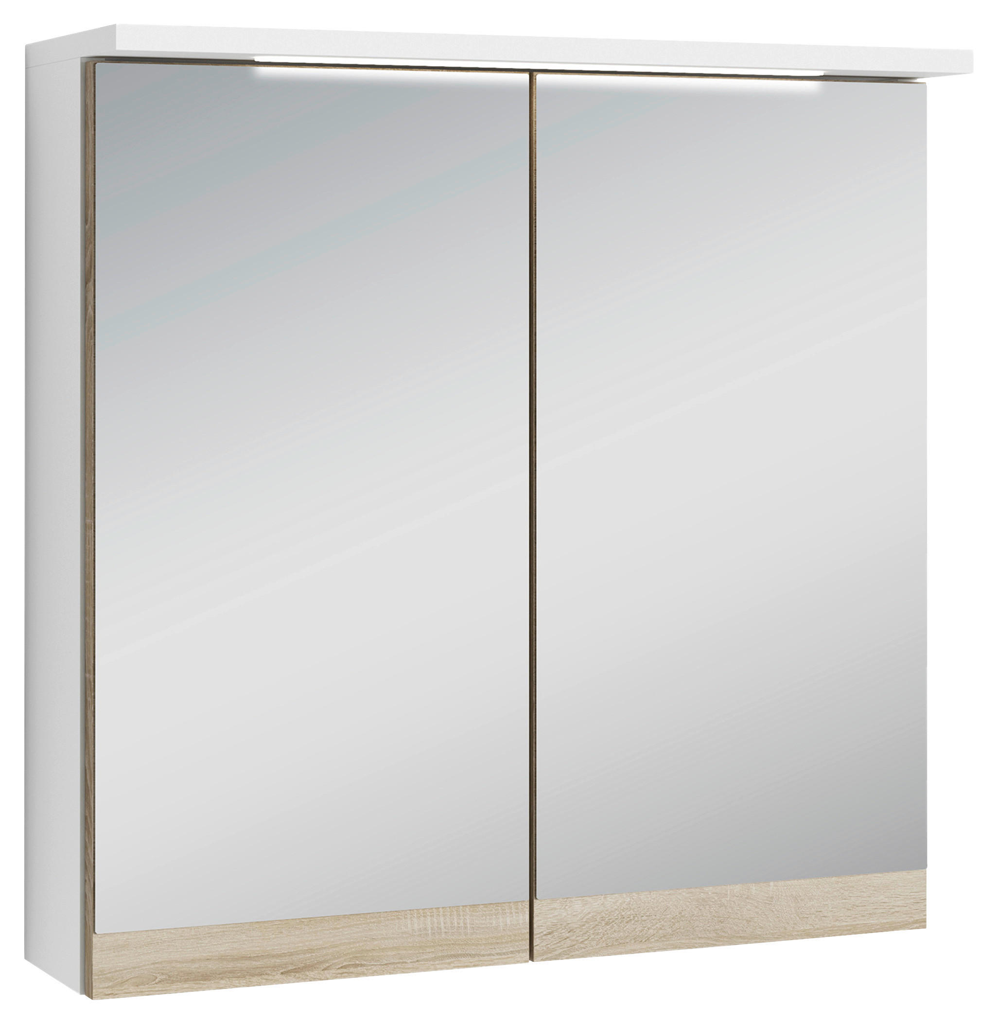 SPIEGELSCHRANK 60/60/20 cm  - Weiß/Sonoma Eiche, MODERN, Glas/Holzwerkstoff (60/60/20cm) - MID.YOU