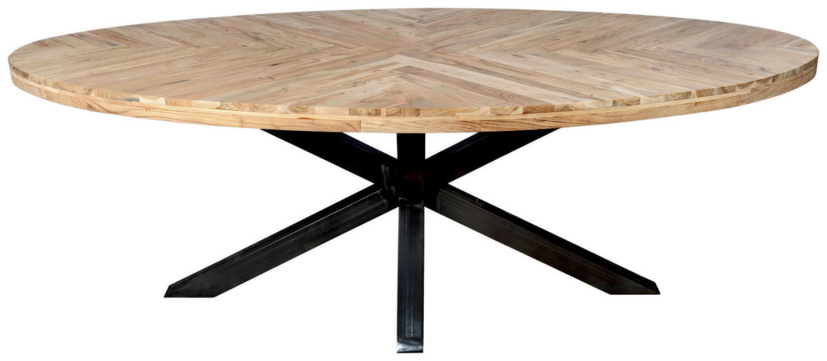 ESSTISCH Holz 220/110/76 cm   - Schwarz/Naturfarben, Trend, Holz/Metall (220/110/76cm) - Ambia Home