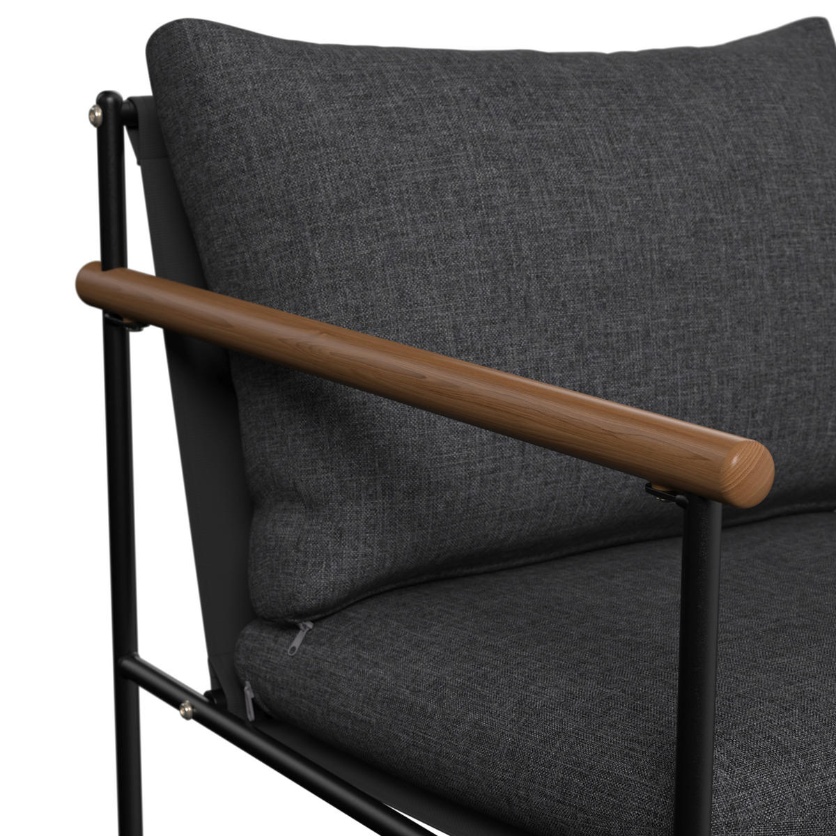 LOUNGEGARNITUR Eisen  - Anthrazit/Schwarz, MODERN, Glas/Textil (125/75/76cm) - Ambia Garden