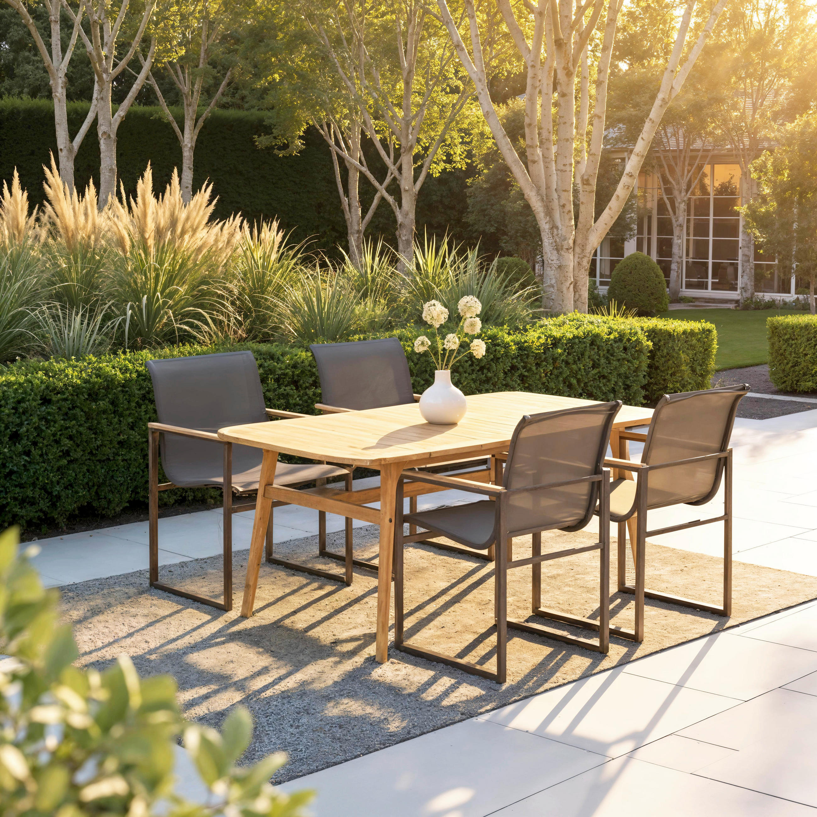 SET STOLICA ZA BAŠTU - siva/prirodna boja, Moderno, metal/tekstil (56/86/53cm) - Bessagi Garden