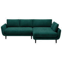 ECKSOFA in Velours Grün  - Schwarz/Grün, Design, Holz/Textil (260/167cm) - Welnova