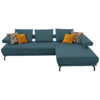 ECKSOFA Echtleder Blau  - Blau/Schwarz, Design, Leder/Metall (305/224cm) - Dieter Knoll