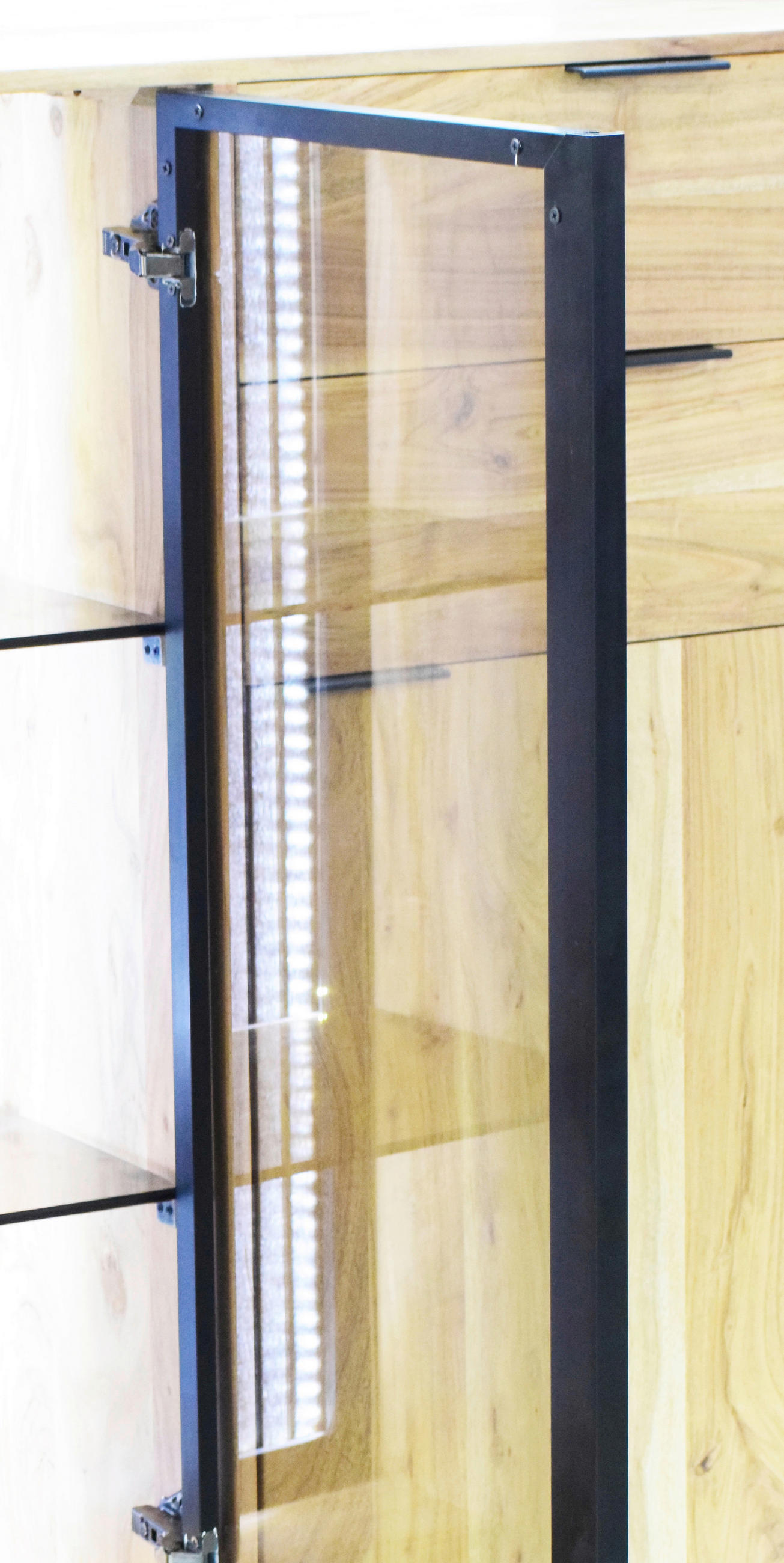 HIGHBOARD  in 145/115/40 cm  - Schwarz/Akaziefarben, Lifestyle, Glas/Holz (145/115/40cm) - Landscape