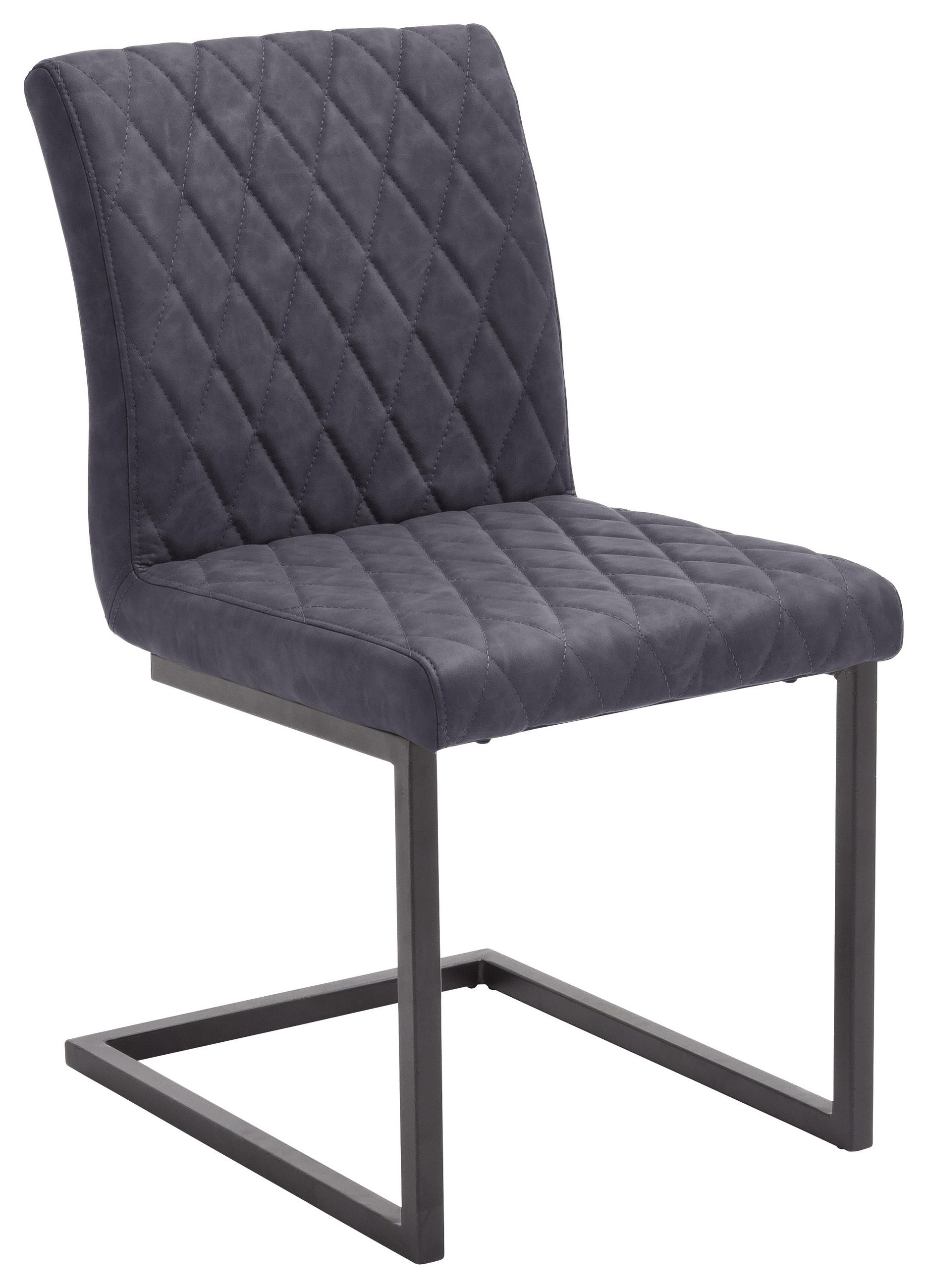 Schwingstuhl in Metall, Textil Grau, Schwarz