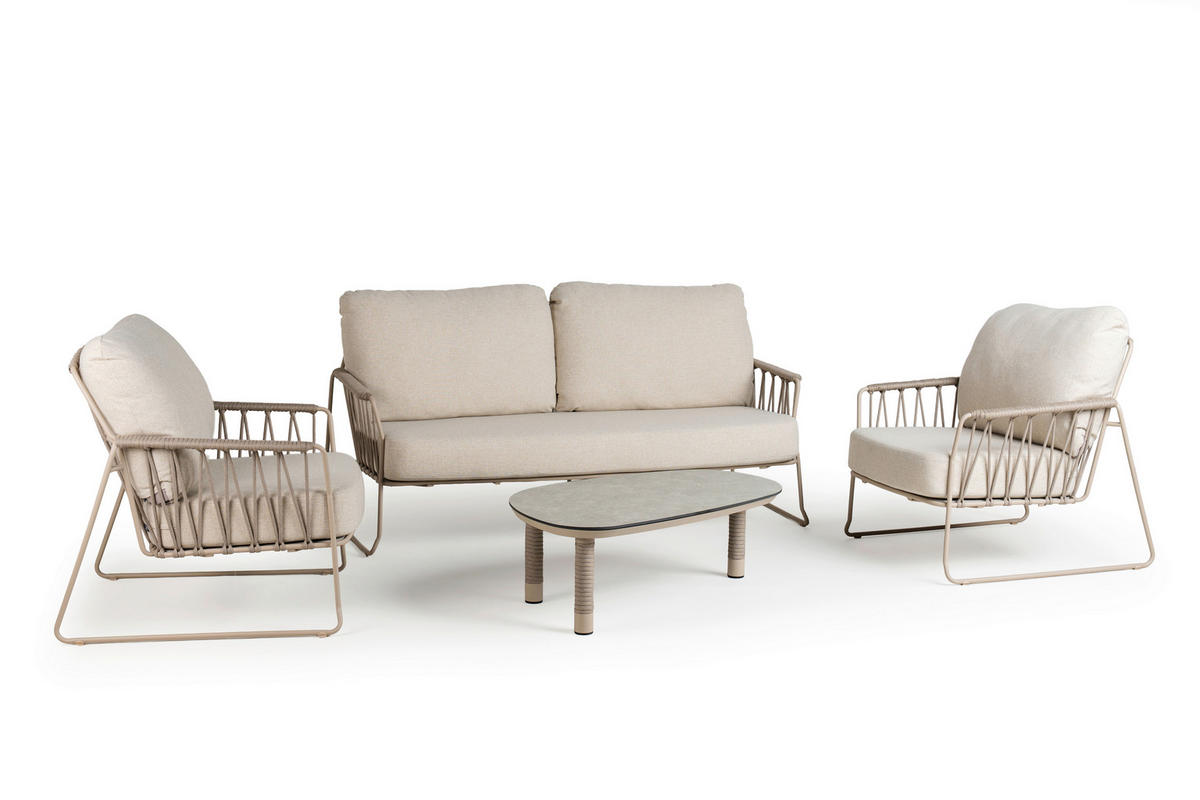 LOUNGESOFA  - Champagner/Weiß, MODERN, Textil/Metall (180/83/60cm) - Tierra Outdoor