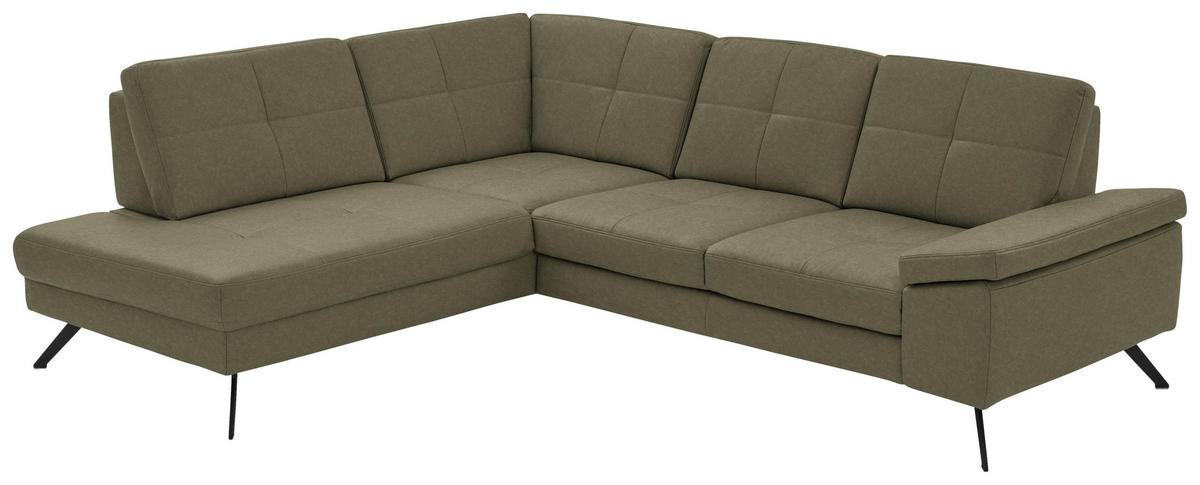 ECKSOFA in Lederlook, Mikrofaser Grün  - Schwarz/Grün, Design, Textil/Metall (194/261cm) - Beldomo System