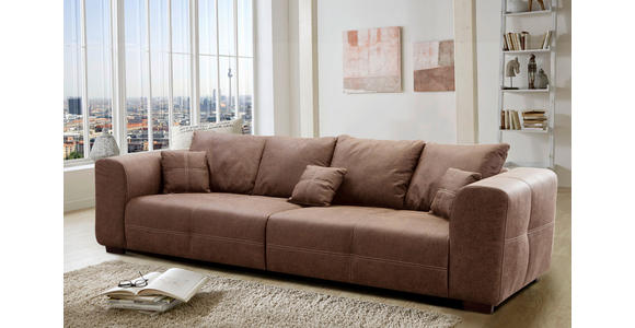 BIGSOFA Flachgewebe Haselnussfarben  - Beige/Haselnussfarben, KONVENTIONELL, Holz/Textil (287/69/108cm) - Cantus