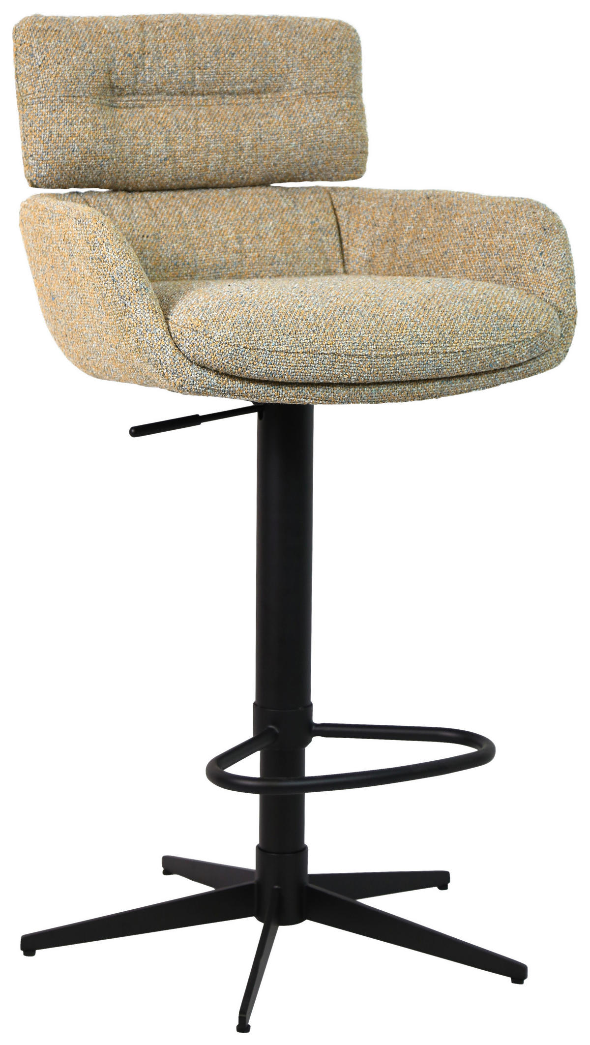 BARHOCKER Webstoff Schwarz, Graubraun Eisen Sitzfläche 360° drehbar  - Graubraun/Schwarz, Design, Textil/Metall (54/99-116,5/52cm) - Dieter Knoll