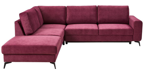 ECKSOFA Bordeaux Chenille Rückenkissen, Bettkasten, Schlaffunktion, Rücken echt, Liegefläche im Originalstoff  - Bordeaux/Schwarz, KONVENTIONELL, Textil/Metall (257/275cm) - Carryhome
