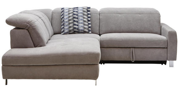 WOHNLANDSCHAFT in Textil Hellgrau - Chromfarben/Hellgrau, Design, Textil/Metall (221/251cm) - Dieter Knoll