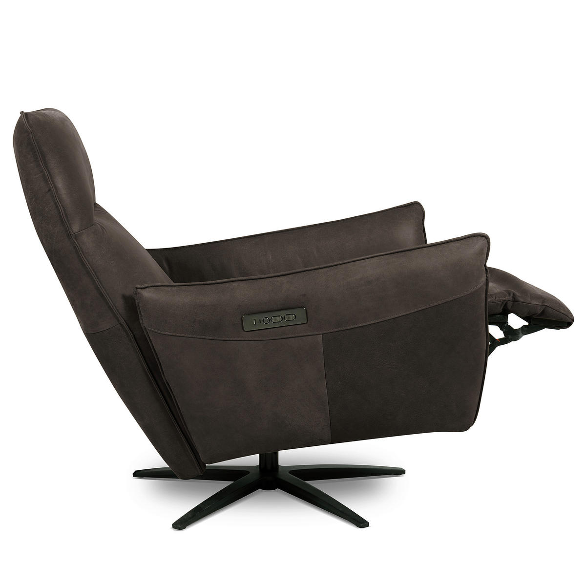 RELAXSESSEL Leder Dunkelgrau  - Dunkelgrau/Schwarz, Design, Leder/Metall (77/107/88cm) - Livetastic