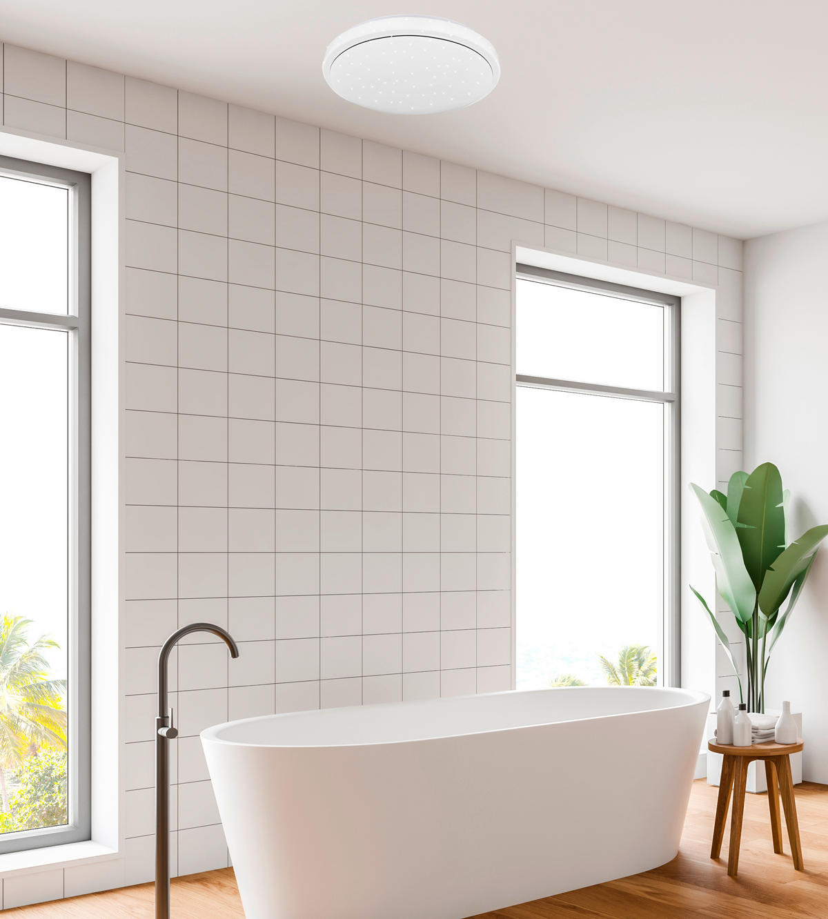 LED-TAKLAMPA Jasper 38/38/8.5 cm  - vit, Klassisk, metall/plast (38/38/8.5cm)