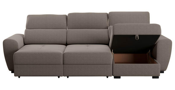 ECKSOFA  in Velours Braun  - Schwarz/Braun, KONVENTIONELL, Kunststoff/Textil (285/177cm) - Carryhome