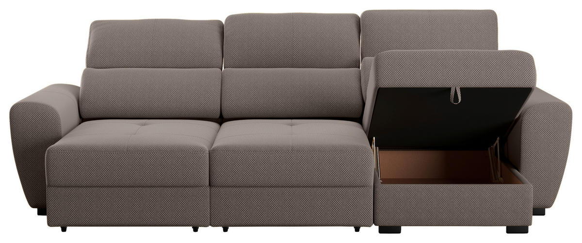 ECKSOFA in Velours Braun  - Schwarz/Braun, Konventionell, Kunststoff/Textil (285/177cm) - MID.YOU