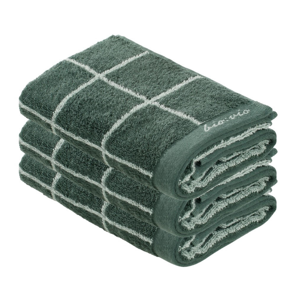 FROTTIERSET CHAMP Mintgrün, Dunkelgrün 3-teilig  - Dunkelgrün/Mintgrün, Natur, Textil (30/50cm) - Bio:Vio