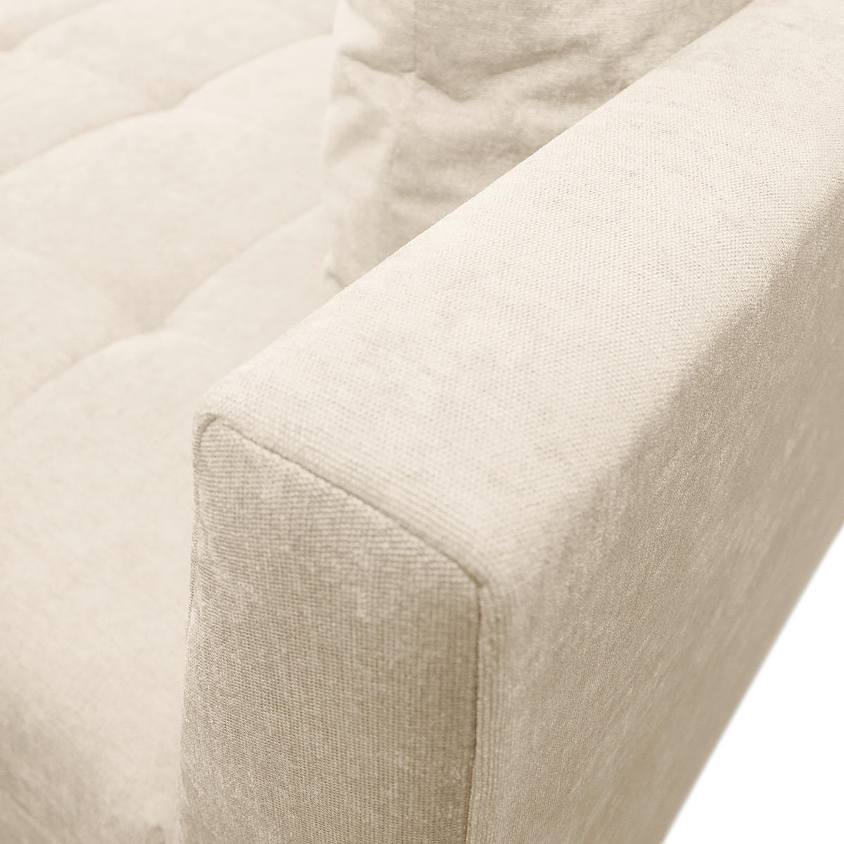 Ecksofa inkl. Hocker in Flachgewebe Beige  - Beige/Schwarz, Design, Holz/Textil (247/174cm) - MID.YOU