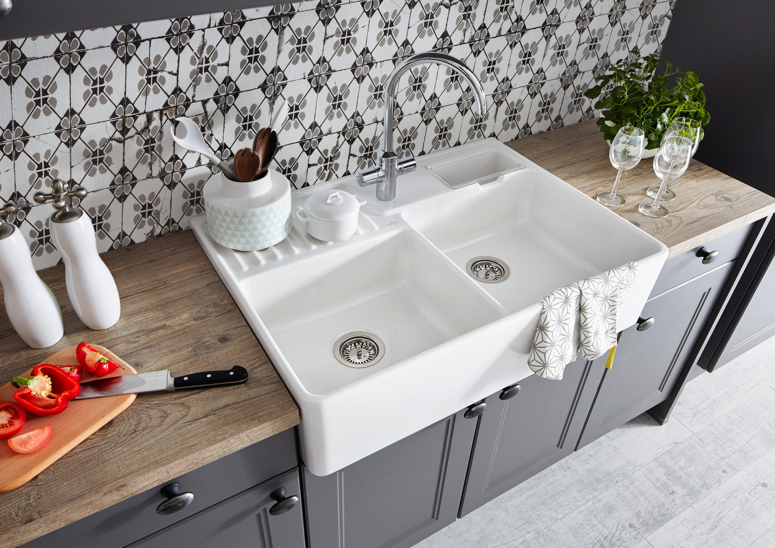 EINBAUKÜCHE WINDSOR LACK  - Grau, Design, Glas/Holzwerkstoff - Nolte Küchen