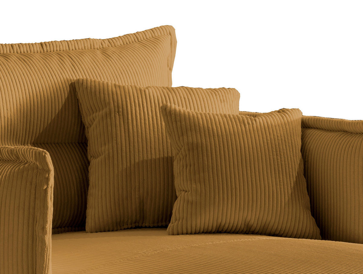 XXL-SESSEL in Cord Goldfarben  - Goldfarben/Schwarz, Modern, Textil/Metall (111/101/167cm) - Livetastic