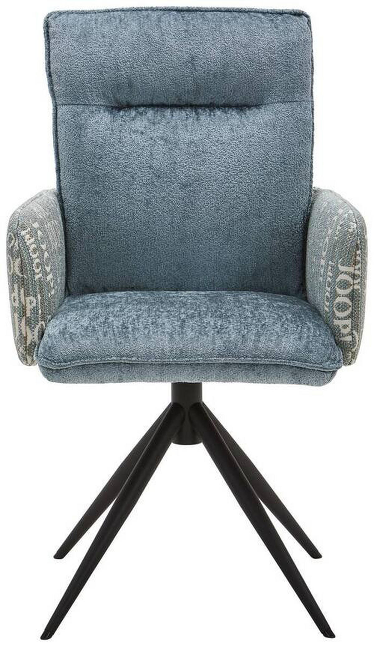 ARMLEHNSTUHL  in Stahl Chenille, Flachgewebe  - Graublau/Schwarz, Design, Textil/Metall (59/91/64cm) - Joop!