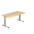 SCHREIBTISCH - Silberfarben/Ahornfarben, KONVENTIONELL, Holzwerkstoff/Metall (160/65-85/80cm) SCHREIBTISCH - Silberfarben/Ahornfarben, KONVENTIONELL, Holzwerkstoff/Metall (160/65-85/80cm)