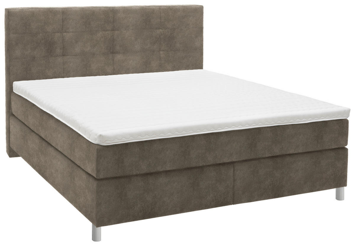 BOXSPRINGBETT 180/200 cm  in Taupe  - Taupe/Chromfarben, KONVENTIONELL, Kunststoff/Textil (180/200cm) - Voleo