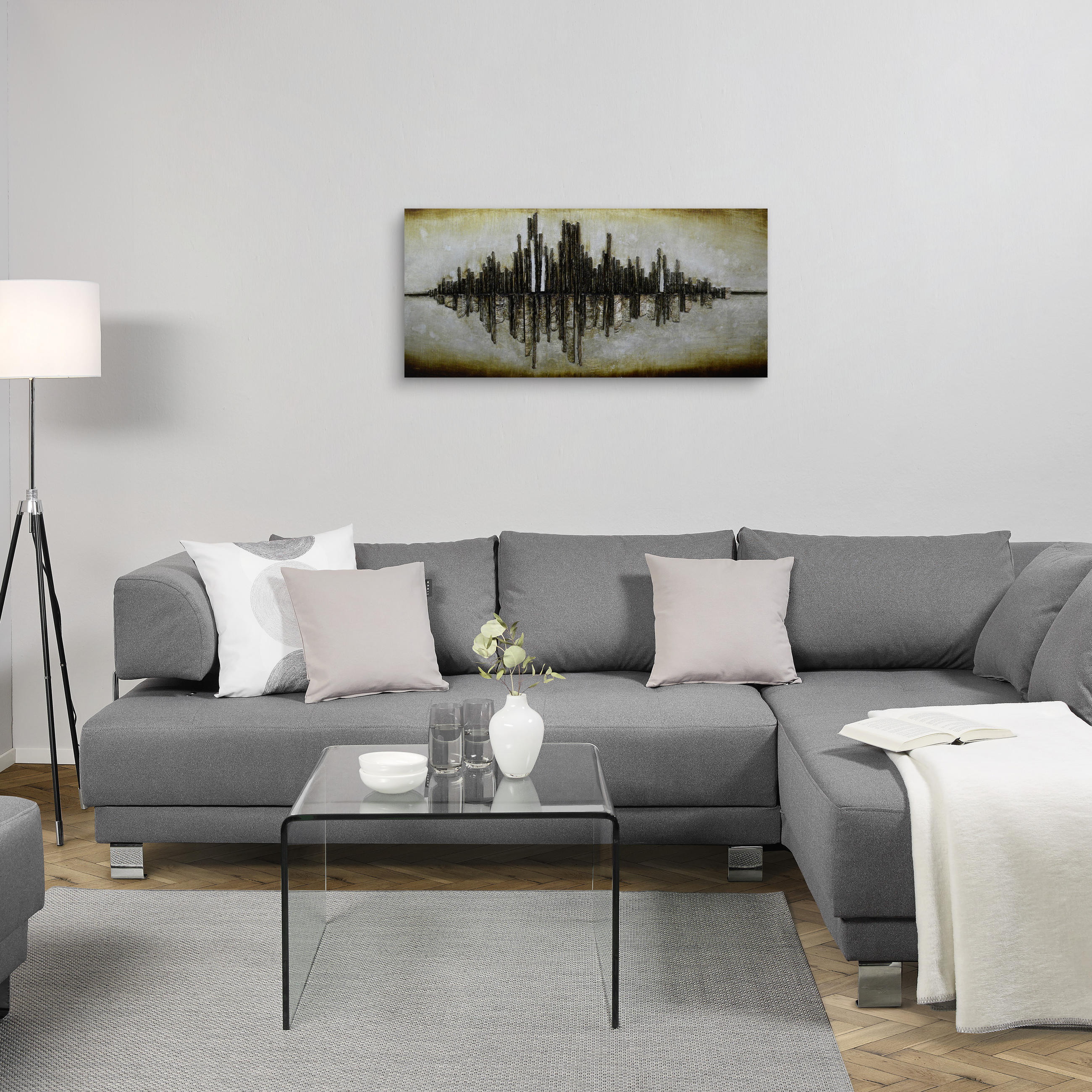 OLJEMÅLNING 55/120 cm  - silver/guldfärgad, Design, trämaterial/plast (55/120cm) - Monee