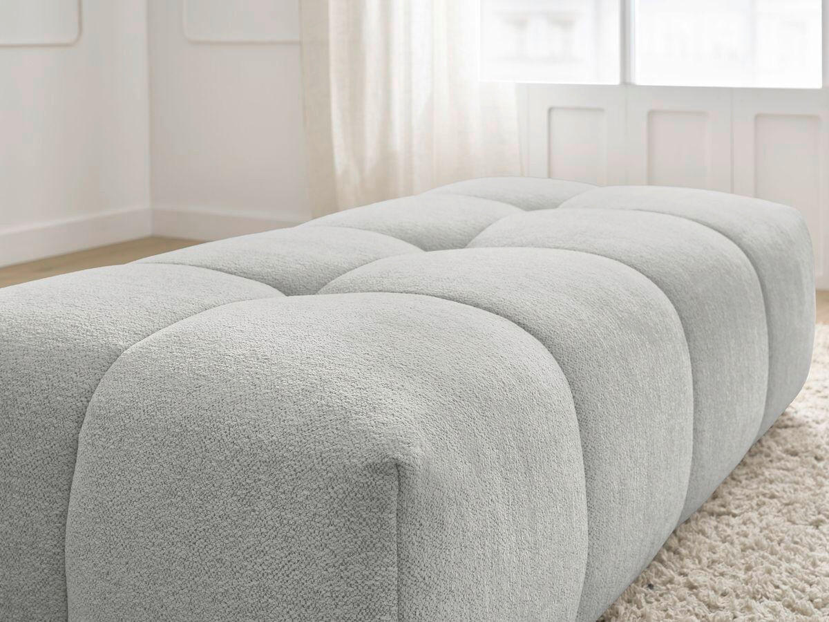 HOCKER EVEREST Flachgewebe Hellgrau  - Hellgrau/Schwarz, MODERN, Kunststoff/Textil (166/100/40cm)