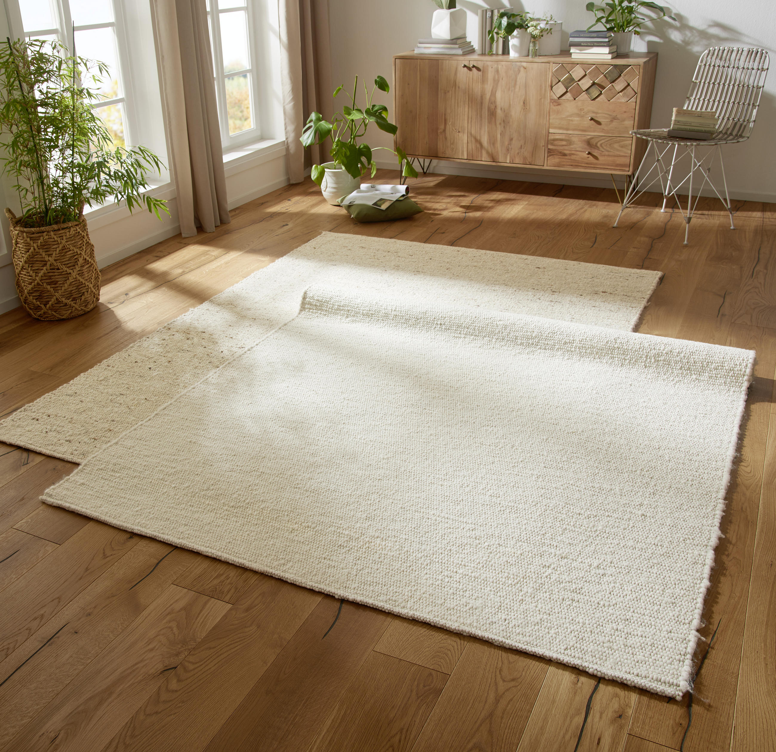 HANDWEBTEPPICH 70/130 cm Vinci  - Perlmutt, Natur, Textil (70/130cm) - Linea Natura