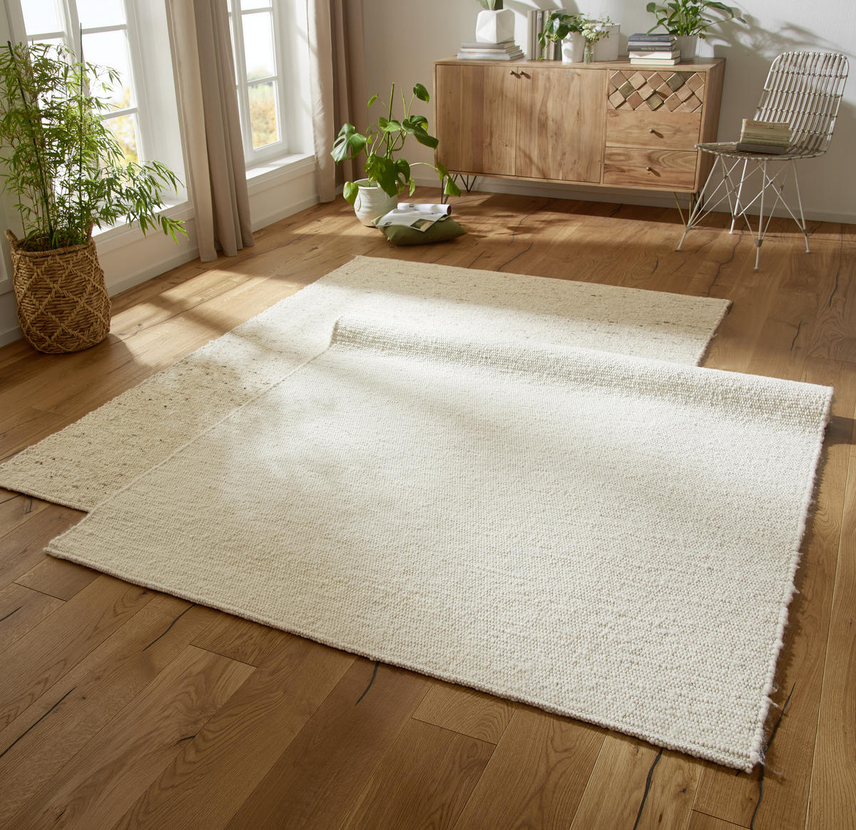 HANDWEBTEPPICH 70/130 cm Vinci  - Perlmutt, Natur, Textil (70/130cm) - Linea Natura