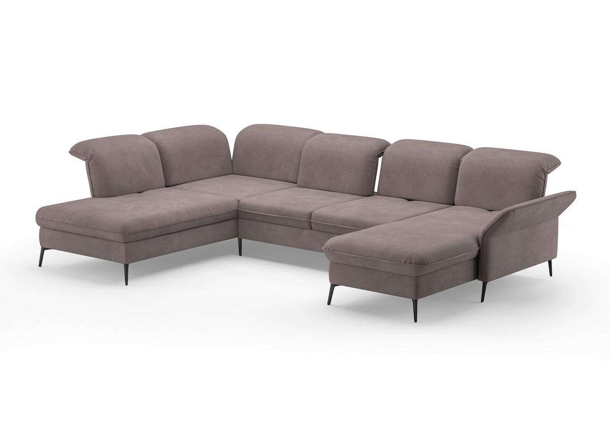 WOHNLANDSCHAFT in Flachgewebe Taupe  - Taupe/Schwarz, KONVENTIONELL, Textil/Metall (231/359/198cm) - Sit & More