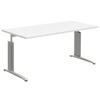 SCHREIBTISCH 160/80/70-82 cm  in Weiss, Alufarben  - Weiss/Alufarben, Konventionell, Holzwerkstoff/Metall (160/80/70-82cm) - Moderano