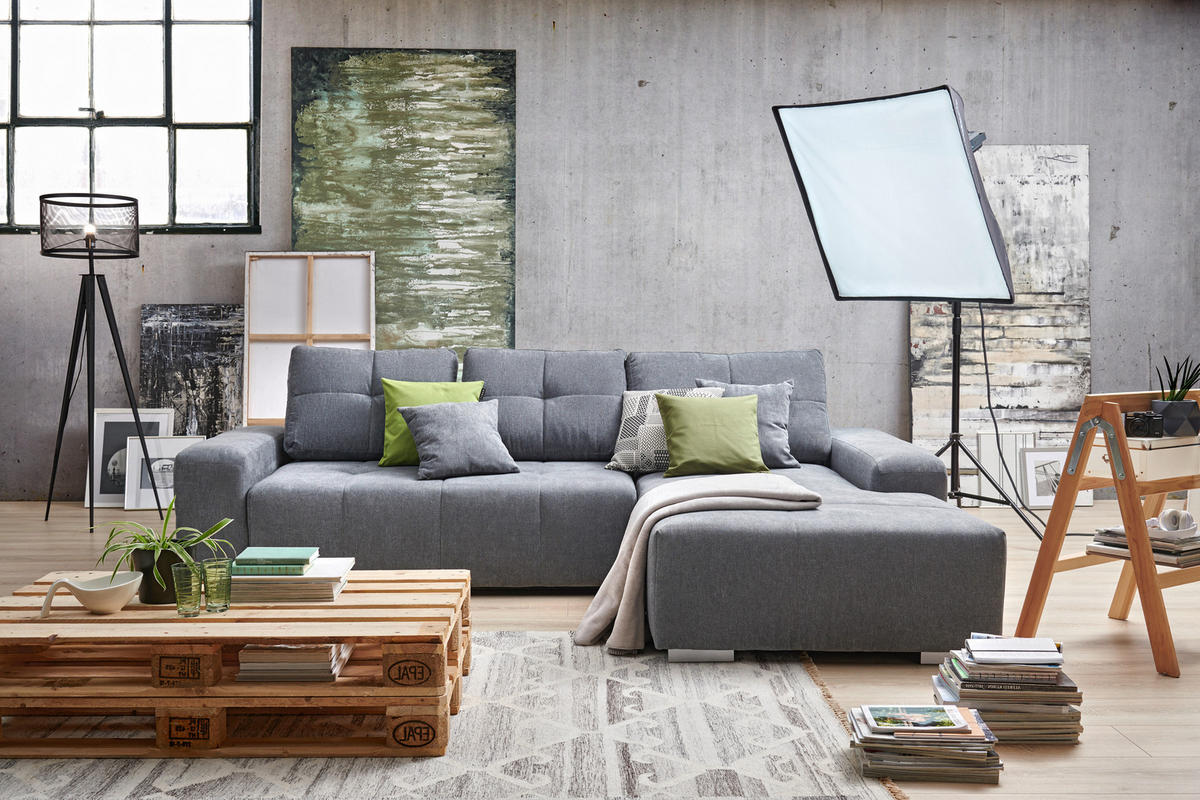 ECKSOFA Türkis Webstoff  - Türkis/Silberfarben, Design, Kunststoff/Textil (280/194cm) - Carryhome