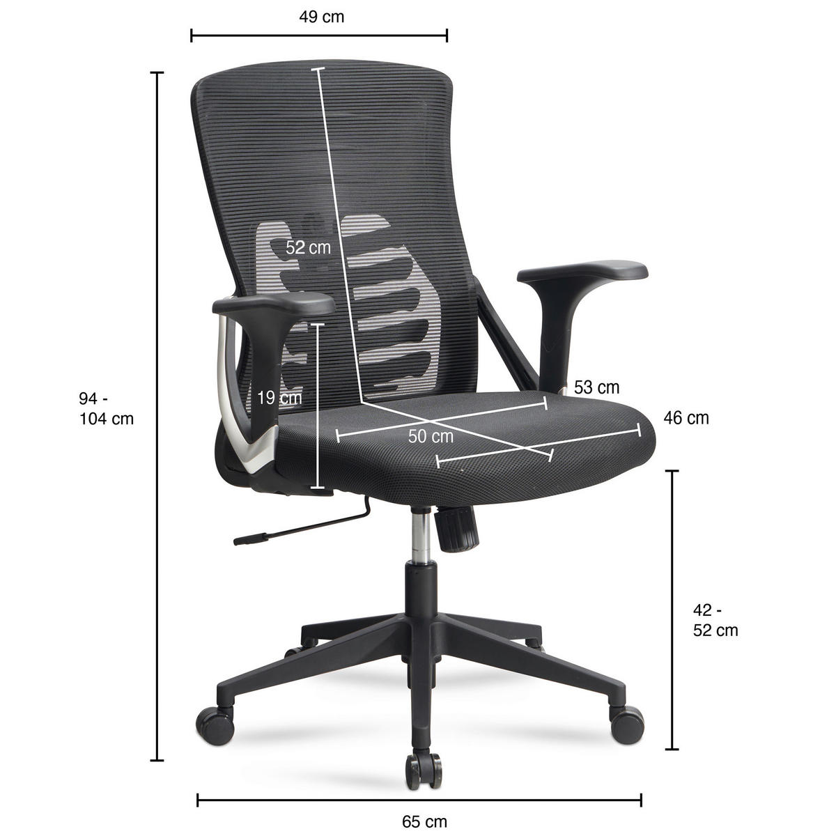 STOLICA OKRETNA  crna  tekstil  - crna, Design, tekstil/plastika (65/104/65cm) - MID.YOU