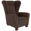 OHRENSESSEL in Flachgewebe Dunkelbraun  - Dunkelbraun/Braun, Design, Holz/Textil (95/109/97cm) - Livetastic