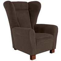 OHRENSESSEL in Flachgewebe Dunkelbraun  - Dunkelbraun/Braun, Design, Holz/Textil (95/109/97cm) - Livetastic