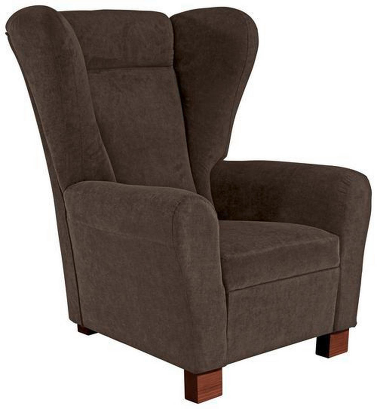 OHRENSESSEL in Flachgewebe Dunkelbraun  - Dunkelbraun/Braun, Design, Holz/Textil (95/109/97cm) - Livetastic