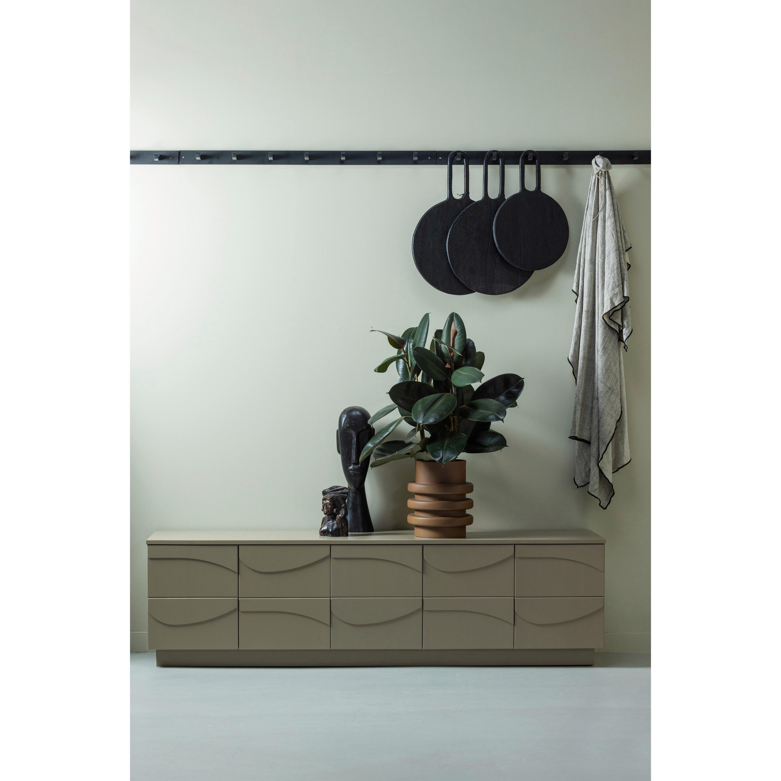 LOWBOARD Teo  in 180/52/40 cm  - Schlammfarben, Design, Holz (180/52/40cm) - Livetastic