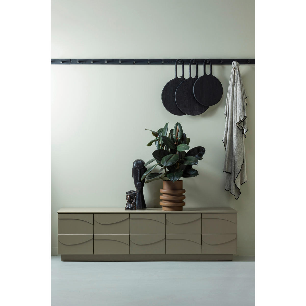 LOWBOARD Teo  in 180/52/40 cm  - Schlammfarben, Design, Holz (180/52/40cm) - Livetastic