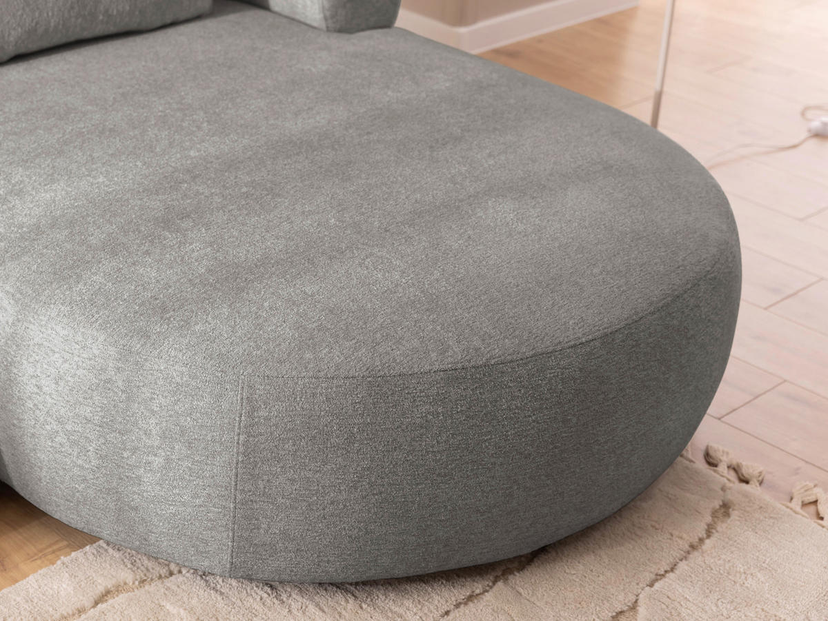 ECKSOFA in Chenille Grau  256/156 cm  - Schwarz/Grau, Design, Kunststoff/Textil (256/156cm) - Livetastic