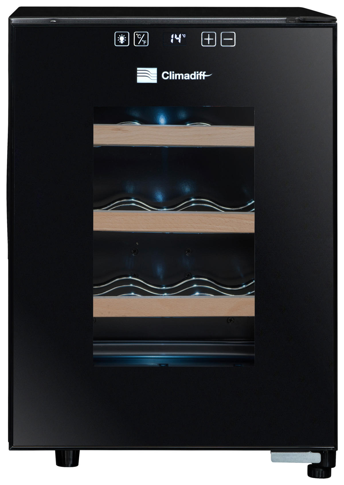 WEINKÜHLSCHRANK CC12F  - Schwarz, Basics, Glas/Holz (48/34,5/46cm)