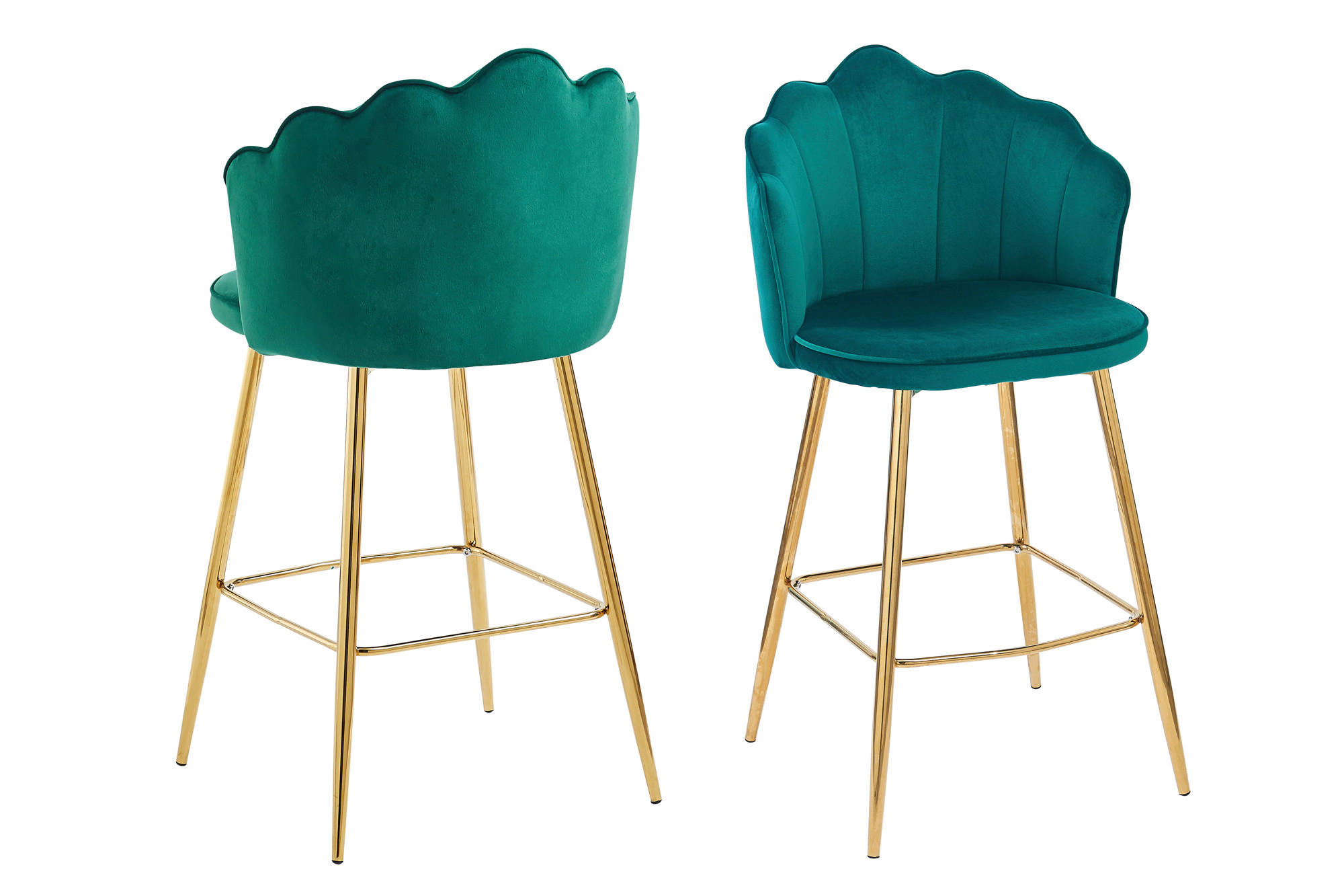 BARHOCKER-SET Samt Grün  - Goldfarben/Grün, MODERN, Textil/Metall (52/100/54cm) - Livetastic