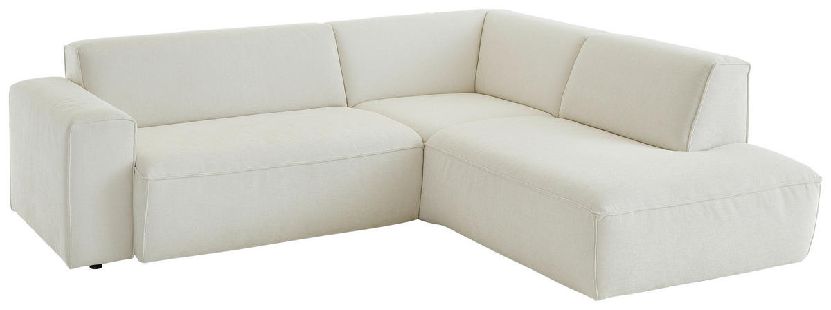 ECKSOFA in Flachgewebe Weiss  - Weiss/Schwarz, Konventionell, Kunststoff/Textil (254/227cm) - Carryhome