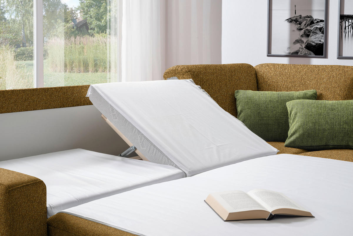 WOHNLANDSCHAFT  in Mikrovelours Senfgelb  - Anthrazit/Senfgelb, KONVENTIONELL, Textil (237/323/158cm) - Sedda