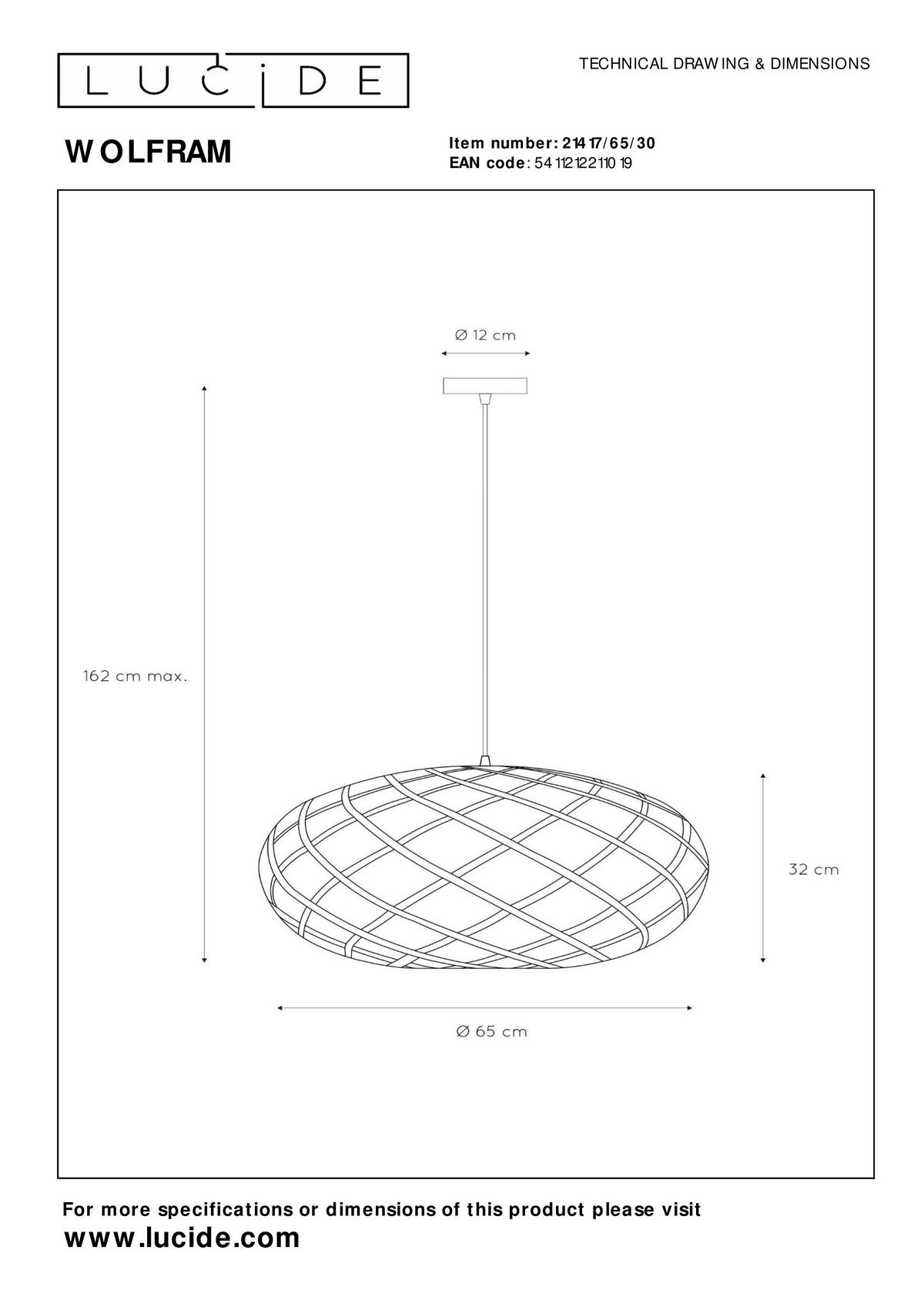 HÄNGELEUCHTE 65/162 cm  - Schwarz, KONVENTIONELL, Metall (65/162cm) - Lucide