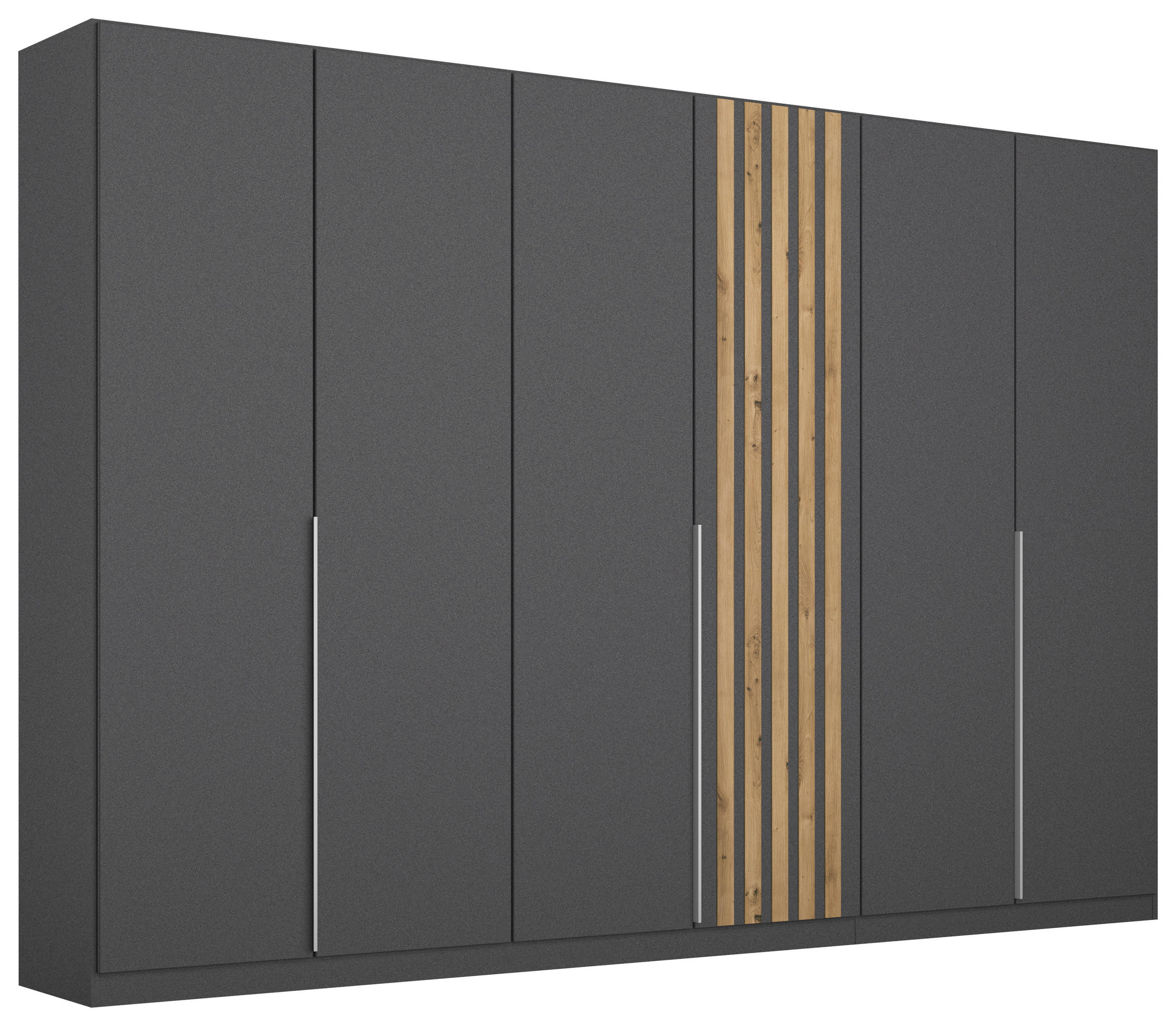 Drehtürenschrank B: 271 Cm Lamella Grau/eiche Dekor