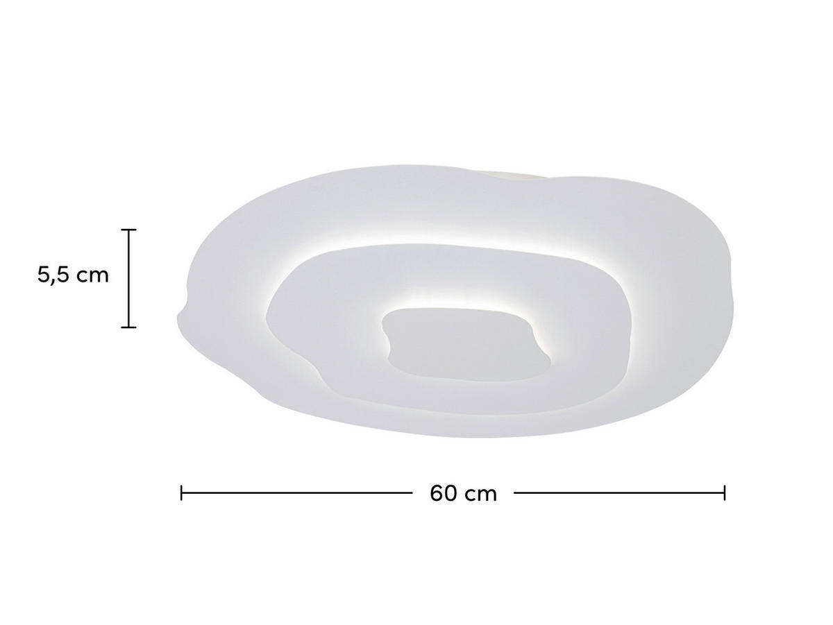 DECKENLEUCHTE  60/5,5 cm    - Weiß, Design, Kunststoff/Metall (60/5,5cm) - Collet's Monde