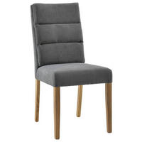 STUHL Webstoff Eichefarben, Dunkelgrau Eiche massiv  - Eichefarben/Dunkelgrau, KONVENTIONELL, Holz/Textil (47/95/64cm) - Cantus