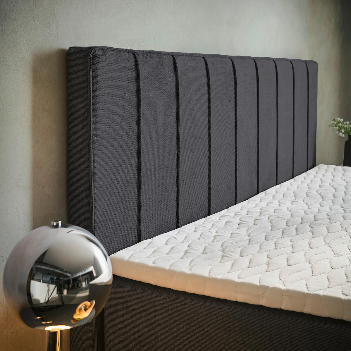 BOXBETT 200/200 cm  in Graphitfarben  - Chromfarben/Graphitfarben, Trend, Kunststoff/Textil (200/200cm) - Boxxx