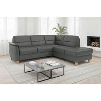 ECKSOFA PALMERA E in Echtleder Anthrazit  236/212 cm  - Eichefarben/Anthrazit, Basics, Leder/Holz (236/212cm) - Sit & More