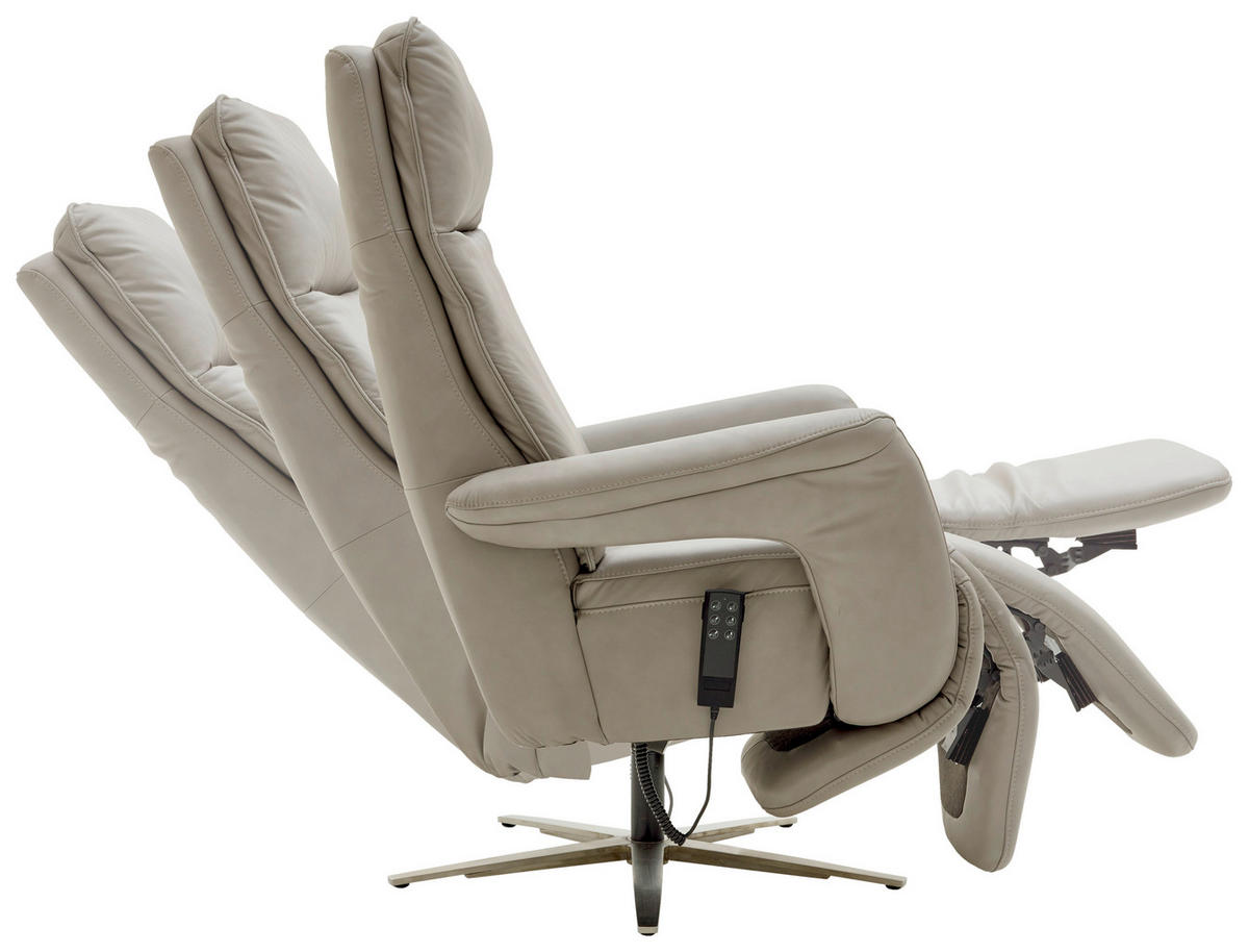 RELAXSESSEL in Leder Grau  - Edelstahlfarben/Grau, Design, Leder/Metall (83/116/87cm) - Valdera